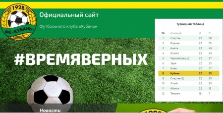 Начал работу официальный сайт ФК «Кубань»